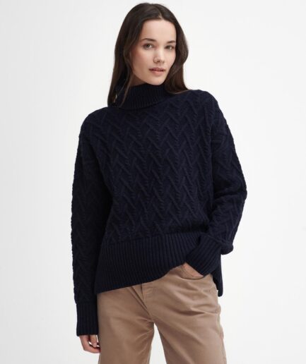 Barbour Clarence Knit Sweater i Navy - Elegant og Komfortabel