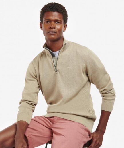 Barbour Herre Sweater med Halv Lynlås - Stenvasket Stil