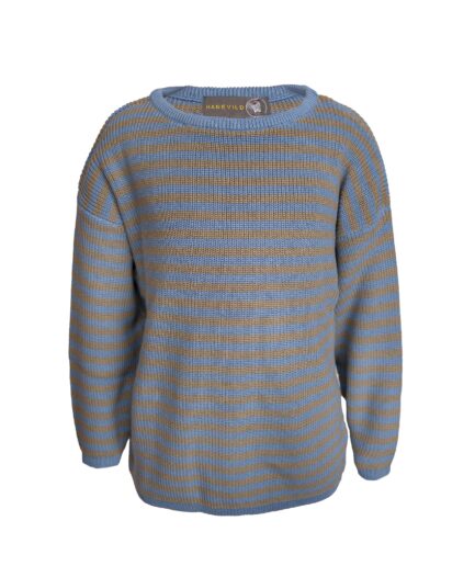 Oversized sweater med brune og blå striber – Hanevild Bluse